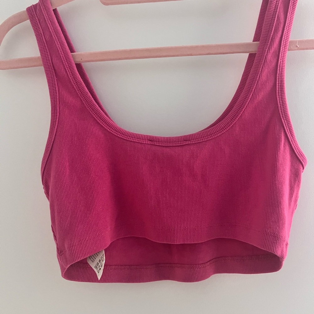 Zara Pink Ribbed Crop Top Size Large - Picture 6 of 6